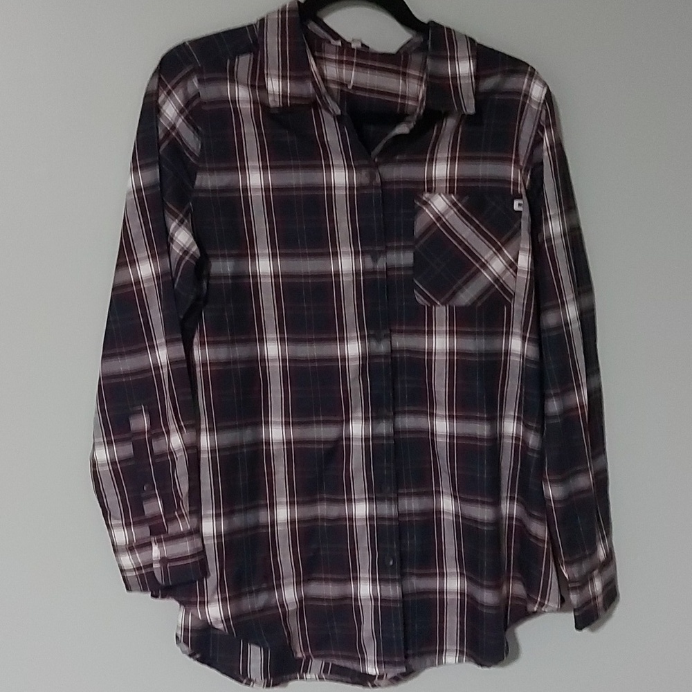 Lucky brand plaid long sleeve top large